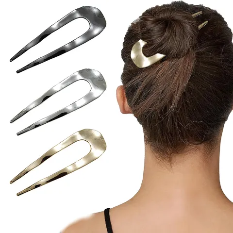 Forcina a U in Lega di Zinco Minimalista Occidentale Stile Cinese Bun Hair Stick Copricapo Moda Accessori per Capelli Donna