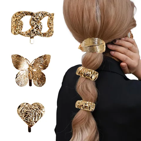 Geometric U-Shaped Hair Fork Zinc Alloy Ponytail Holder Hair Clip For Women Electroplated Metal Hair Hook Fashion Headwear
