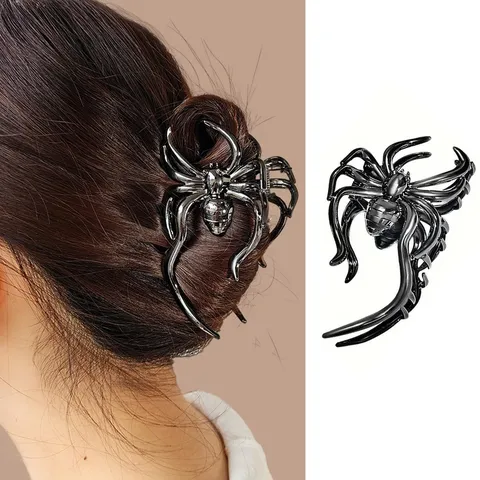 Gotisch Zinklegierung Spinne Haarkralle Groß Fledermaus Skeletthand Haarklammer Halloween Strass Perle Tier Design Haarschmuck Für Damen