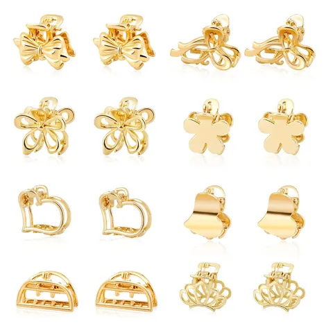 Minimalistisch Zinklegierung Mini Haarkralle Set Für Damen Galvanisiert Gold Kleine Geometrisch Hohl Haarclips Mode Kopfschmuck