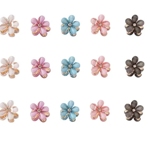 Mini Blume Haarklammer Strass Kleine Haarklammern Fünfblättrige Blume Haarspangen Für Damen Haarstyling Zubehör