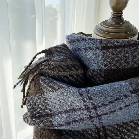 Femmes Hiver Chaud Plaid Écharpe Cachemire Imitation Glands Long Châle Style Coréen Écharpe Décontractée