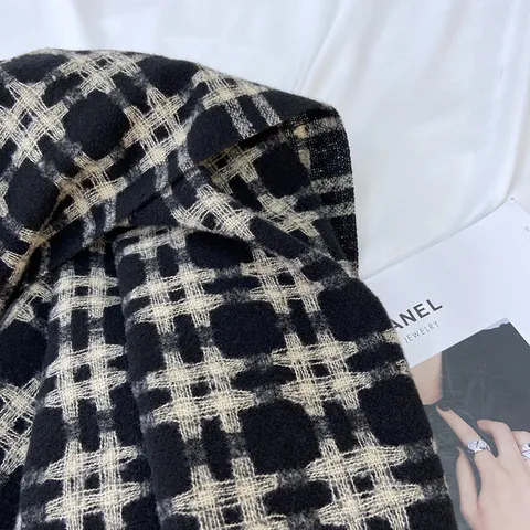 Femme Hiver Chaud Carreaux Écharpe Imitation Cachemire Gland Longue Écharpe Rétro Style Coréen Décontracté Mode Châle