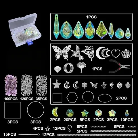 Kit per la Creazione di Acchiappasole in Cristallo DIY Prismi di Cristallo Artificiale K9 Sospesi Finestra Giardino Decorazione Forniture per Artigianato