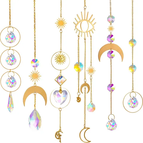 Acchiappasole in Cristallo K9 Prisma Sole Luna Stella Pendente Sospeso Giardino Casa Finestra Regalo