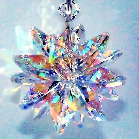 Acchiappasole Fiocco di Neve in Cristallo Finestra Sospesa Prisma Arcobaleno Vetro Rivestito AB Decorazione Casa Pendente Ornamento