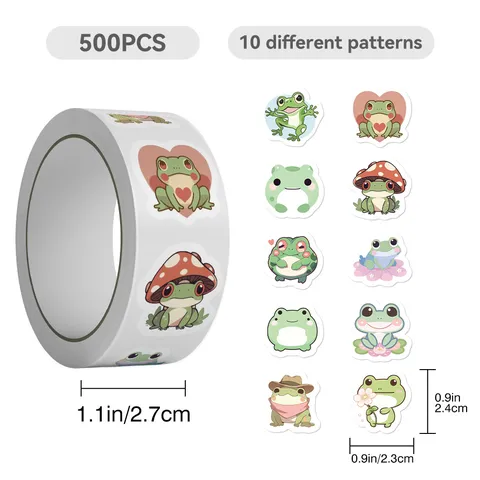 Cute Frog Sticker Roll Self Adhesive Cartoon Animal Stickers For Journaling Scrapbooking Craft Decoration