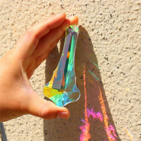 Crystal Suncatcher Pendant Geometric Rainbow Maker Faceted Light Catcher Hanging Ornament For Garden Chandelier Home Decor