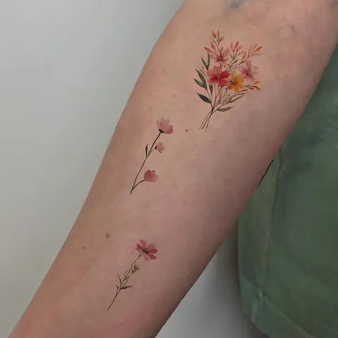 Watercolor Floral Temporary Tattoo Stickers Waterproof Fake Body Art Decals For Arm Face Festival Party DIY Decoration