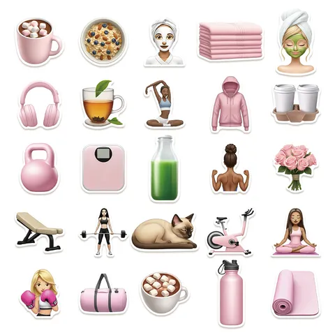 Gym Meisje Waterdichte Vinyl Stickers Esthetische Roze Fitness Sticker Set Voor Waterfles Laptop Dagboek Decor