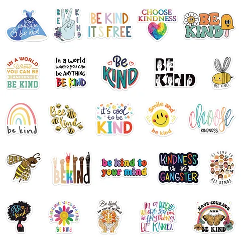 Adesivi Impermeabili in PVC Ispirazionali Be Kind Simpatici Slogan Motivazionali Decalcomanie Per Laptop Quaderno Custodia per Telefono Decorazione