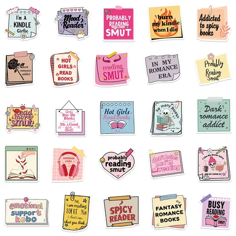 Bookish Waterproof PVC Decorative Stickers Cute Reading Theme Stationery Decals For Laptop Notebook Journal Envelope