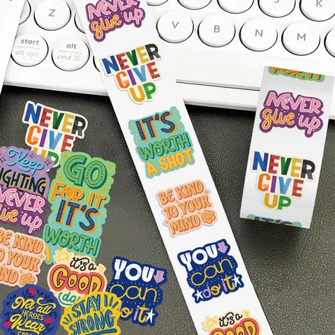 Pegatinas en Rollo en Inglés Motivacionales Pegatinas Decorativas de Letras Coloridas Para Diario Scrapbooking Suministros Escolares y de Oficina