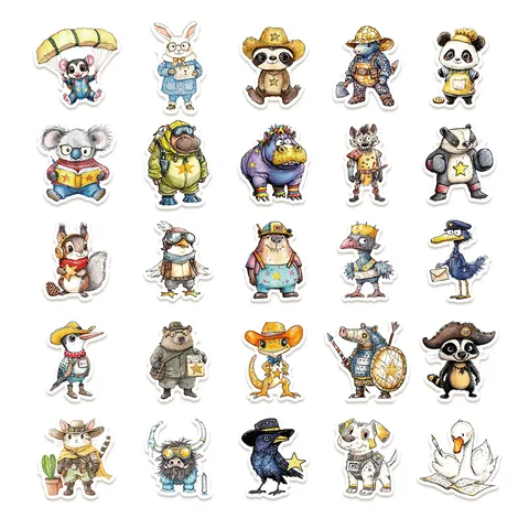 Cute Wild Animal Portrait Stickers Waterproof PVC Decals For Luggage Laptop Water Bottle Cartoon Decorative