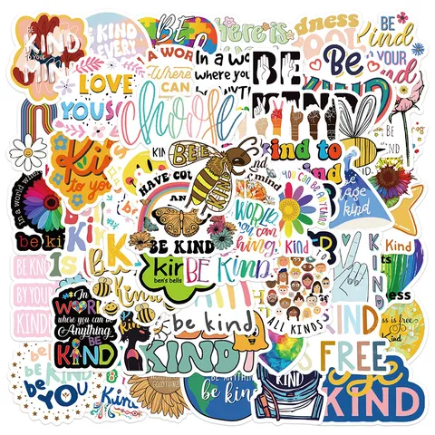 Adesivi Impermeabili in PVC Ispirazionali Be Kind Simpatici Slogan Motivazionali Decalcomanie Per Laptop Quaderno Custodia per Telefono Decorazione