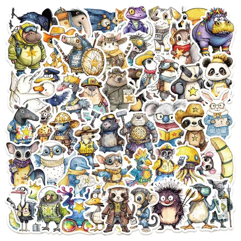 Cute Wild Animal Portrait Stickers Waterproof PVC Decals For Luggage Laptop Water Bottle Cartoon Decorative