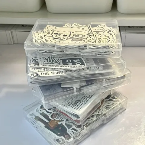 Transparent Plastic Sticker Storage Box Portable Desktop Organizer Small Items Container Clear Stationery Box Case