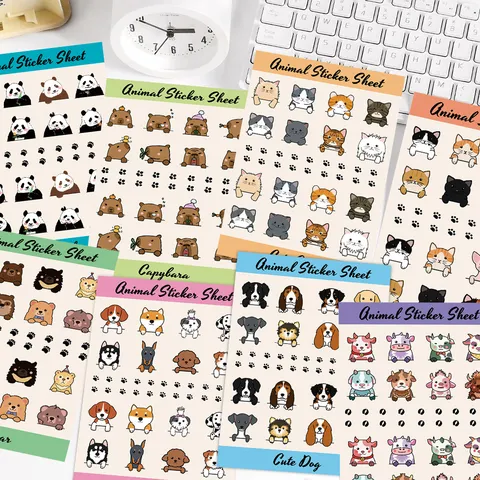 Simpatici Adesivi di Animali Cartoon Adesivi in PVC Impermeabili DIY Custodia per Telefono Laptop Cancelleria Decorativa
