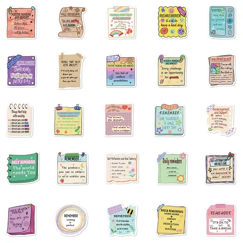 Autocollants de Motivation pour la Santé Mentale Imperméable PVC DIY Journal Bagages Ordinateur Portable Autocollants Esthétiques Citations Positives