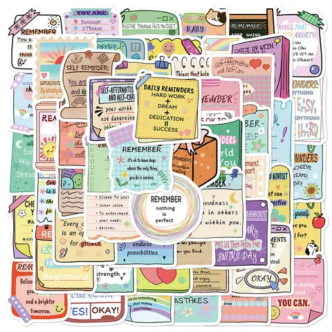 Autocollants de Motivation pour la Santé Mentale Imperméable PVC DIY Journal Bagages Ordinateur Portable Autocollants Esthétiques Citations Positives