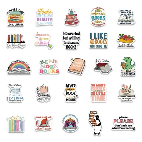 Reading Stickers Waterproof Decals Aesthetic Bookish Stationery For Laptop Journal Phone Case Water Bottle