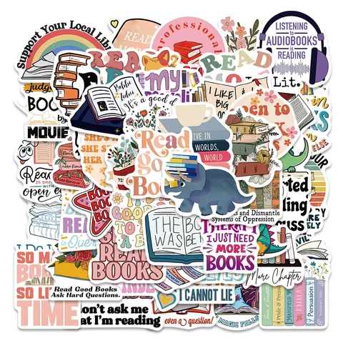 Reading Stickers Waterproof Decals Aesthetic Bookish Stationery For Laptop Journal Phone Case Water Bottle