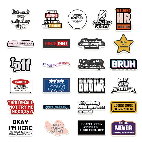 Waterproof PVC Emoji Meme Graffiti Stickers Set Decals For Laptop Journal Phone Case Water Bottle DIY Decoration