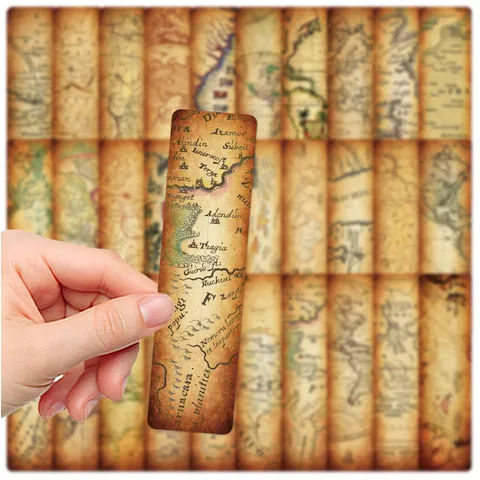 Vintage Retro Map Bookmarks Set Antique Nautical Geography Page Markers For Reading Stationery Student DIY Supplies