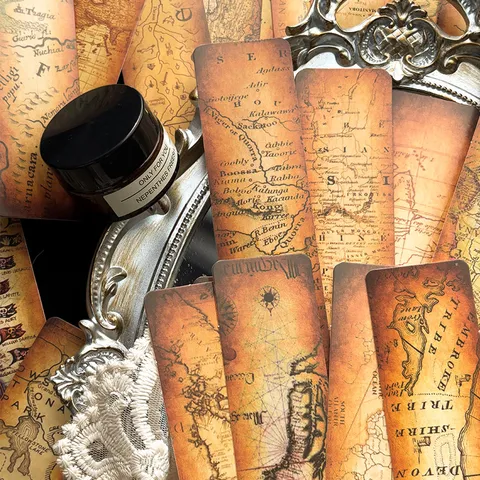 Vintage Retro Map Bookmarks Set Antique Nautical Geography Page Markers For Reading Stationery Student DIY Supplies