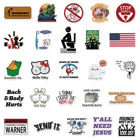 Waterproof Funny Meme Graffiti Stickers Pack PVC Cute Cartoon Decals For Laptop Journal Phone Case And Water Bottle