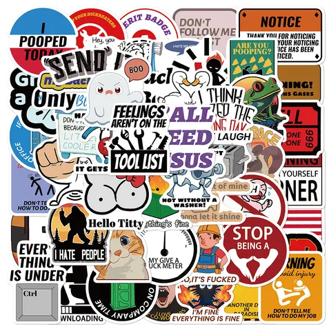 Waterproof Funny Meme Graffiti Stickers Pack PVC Cute Cartoon Decals For Laptop Journal Phone Case And Water Bottle