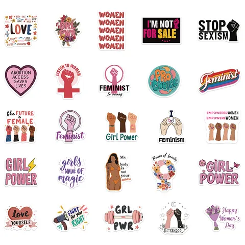 Adesivi Impermeabili Femministi Slogan Motivazionali Rosa Decalcomanie Per Bagagli Bottiglia d'Acqua Laptop Quaderno Estetico