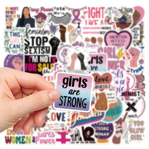 Adesivi Impermeabili Femministi Slogan Motivazionali Rosa Decalcomanie Per Bagagli Bottiglia d'Acqua Laptop Quaderno Estetico