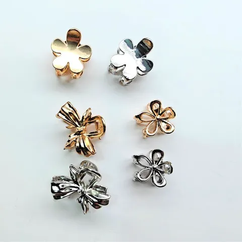Mini Metal Hair Claw Clips Chic Floral Bow Hairpins Small Hair Catch Barrettes Hair Styling Accessories For Women