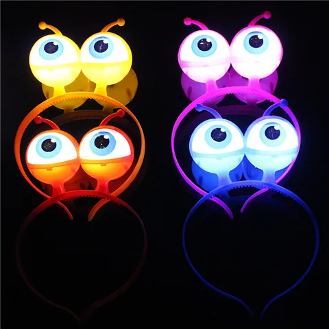 LED Glowing Eyeball Headband Alien Light Up Hair Hoop Glow Hair Accessories For Party Prom Halloween Costume Props