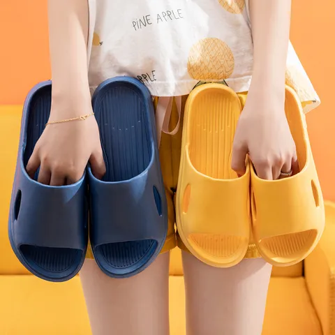 Unisex EVA Slip-On House Slippers Non-Slip Thick Platform Bathroom Sandals Comfortable Casual Summer Couple Shoes