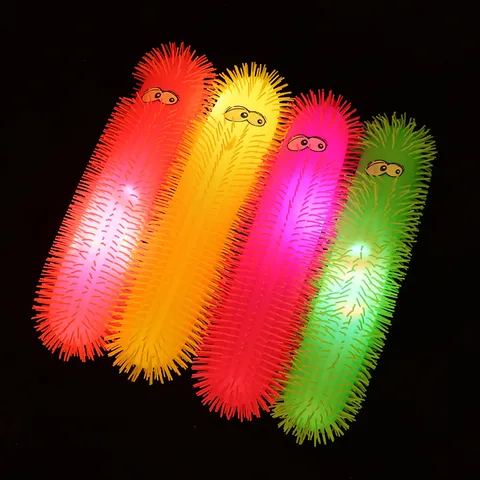Large Luminous Caterpillar Toy Decompression Fidget Toy Flashing Soft Rubber Sensory Toy For Kids Party