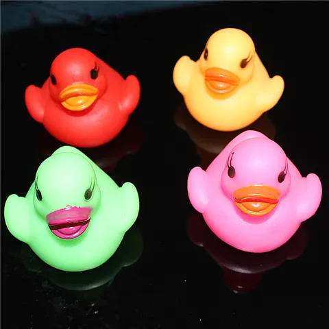 LED Water Sensing Glowing Duck Bath Toy Flashing Light Up Little Yellow Duck Floating Water Toy For Baby Toddlers