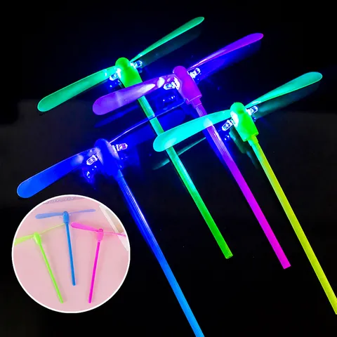 Children Luminous Bamboo Dragonfly Toy LED Flash Rotating Flying Fairy Novelty Outdoor Play Toy Gift