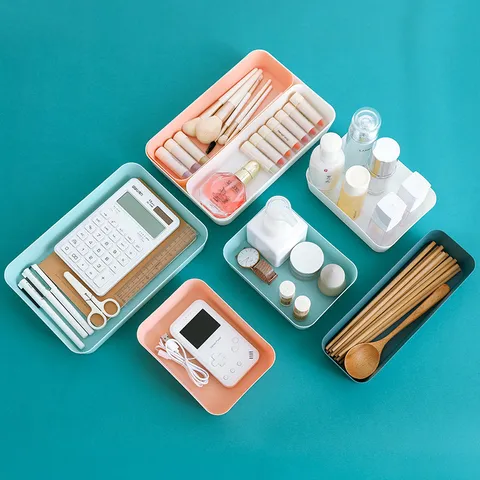 Rechteckige Kunststoff Schubladen Trennwand Aufbewahrungsbox Küche Geschirr Kosmetik Organizer Desktop Aufbewahrungsbox