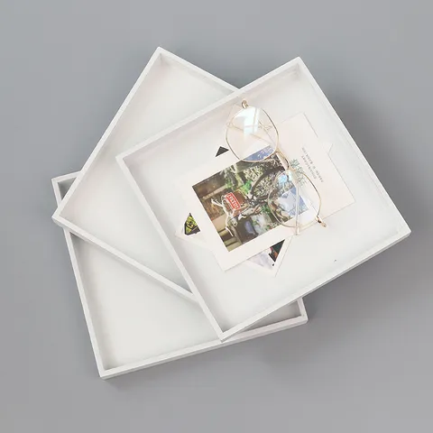 Zakka Wooden White Square Storage Box Minimalist Desktop Sundries Organizer Tray