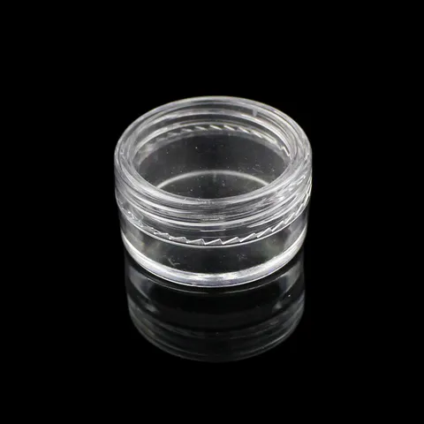 Transparent Plastic Cosmetic Sample Jar Cylindrical Empty Container With Flat Bottom Cover For Glitter Sequin Storage