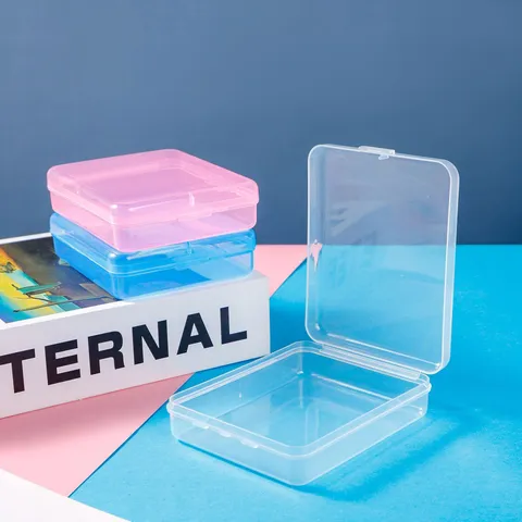 Transparent Plastic Storage Box Portable Small Square Container For Makeup Puff False Eyelashes Cotton Swabs Organizer