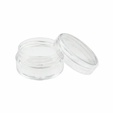 Transparent Plastic Cosmetic Sample Jar Cylindrical Empty Container With Flat Bottom Cover For Glitter Sequin Storage