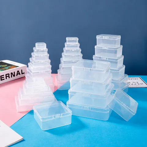 Transparent Plastic Storage Box Clear Small Parts Organizer Case Container With Lid For Jewelry Craft Beads