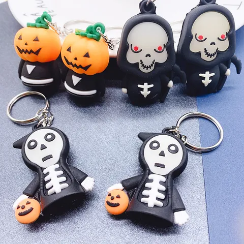 Halloween Leuchtend Schlüsselanhänger Kürbis Skelett Totengräber Epoxidharz Schlüsselring Kreativ Tasche Anhänger Geschenk Für Herren Damen