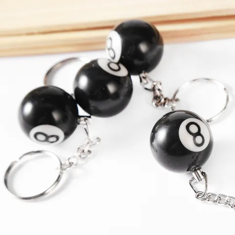 Black 8 Ball Keychain Resin Billiard Key Ring Sports Souvenir Bag Pendant Car Key Accessories For Men Women