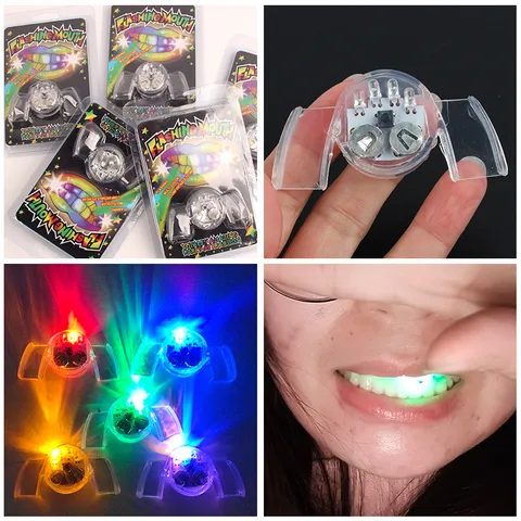 Halloween LED Parpadeante Brillante Dientes Frenos Transparentes TPR Novedad Fiesta Luz Bucal Juguete Para Bar Mascarada