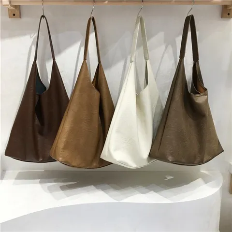Large Capacity Soft Leather Tote Bag For Women Casual Lazy Style Versatile Shoulder Bag Autumn Winter New Handbag