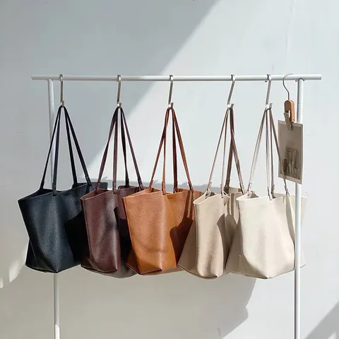 Minimalist Soft Leather Tote Bag For Women Large Capacity Retro Casual Shoulder Bag Versatile Underarm Handbag
